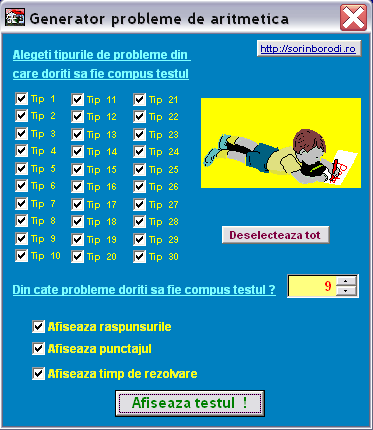 Program generare teste aritmetica - Clasele IV-VI